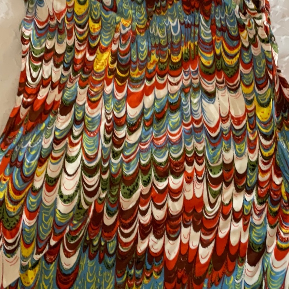 SKY multi colored top turquoise jewel band large silk absolutely stunning shirt - Picture 3 of 7